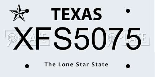 XFS5075 Texas License Plate