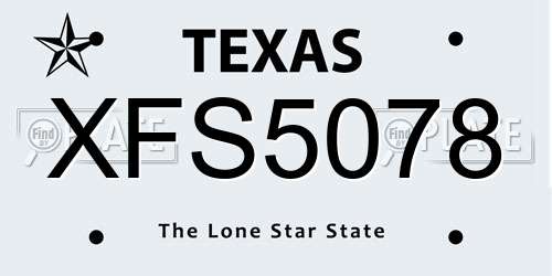 XFS5078 Texas License Plate