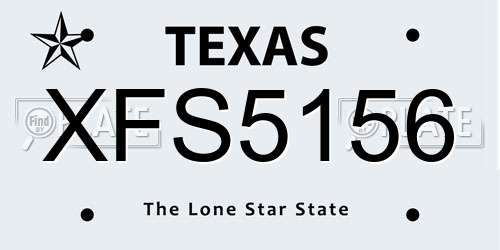 XFS5156 Texas License Plate
