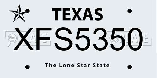 XFS5350 Texas License Plate