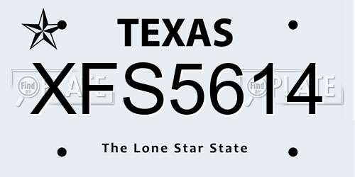 XFS5614 Texas License Plate