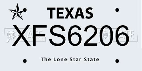 XFS6206 Texas License Plate