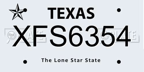 XFS6354 Texas License Plate