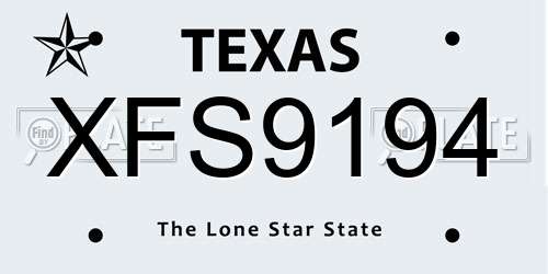 XFS9194 Texas License Plate