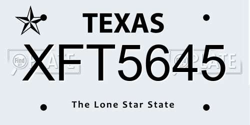 XFT5645 Texas License Plate