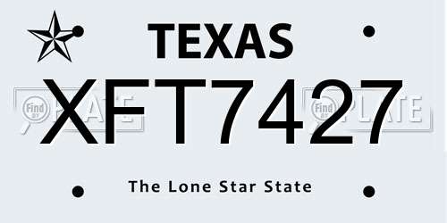XFT7427 Texas License Plate