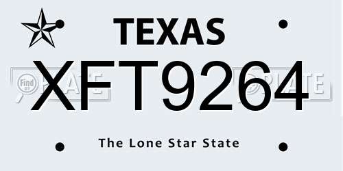 XFT9264 Texas License Plate