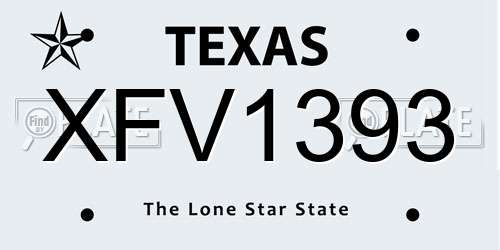 XFV1393 Texas License Plate