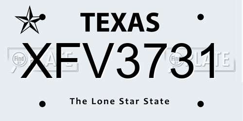 XFV3731 Texas License Plate