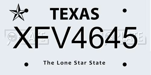 XFV4645 Texas License Plate
