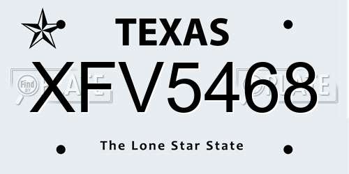 XFV5468 Texas License Plate