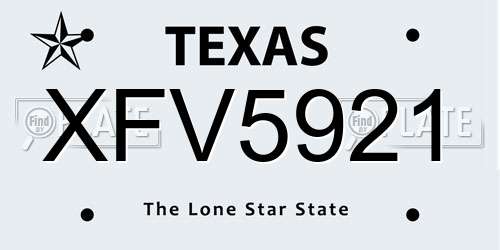XFV5921 Texas License Plate