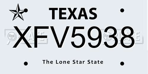 XFV5938 Texas License Plate
