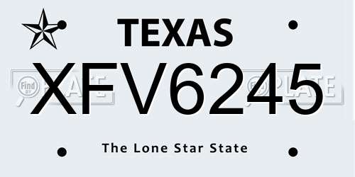 XFV6245 Texas License Plate