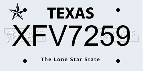 XFV7259 Texas License Plate