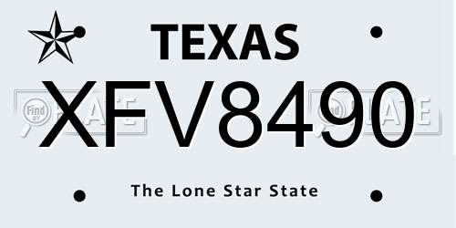 XFV8490 Texas License Plate