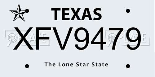 XFV9479 Texas License Plate