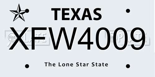 XFW4009 Texas License Plate