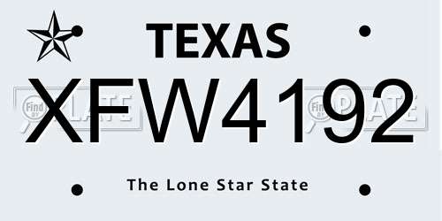 XFW4192 Texas License Plate
