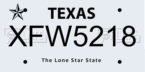 XFW5218 Texas License Plate