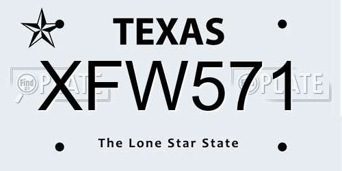 XFW571 Texas License Plate