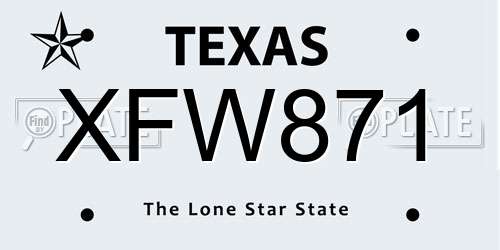 XFW871 Texas License Plate