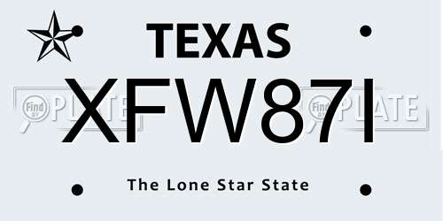 XFW87I Texas License Plate