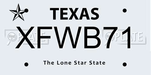 XFWB71 Texas License Plate
