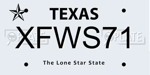 XFWS71 Texas License Plate