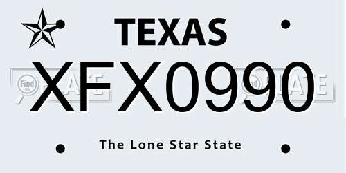 XFX0990 Texas License Plate