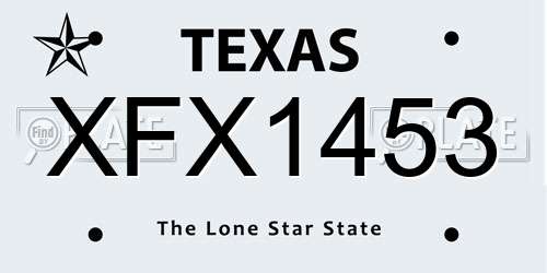 XFX1453 Texas License Plate