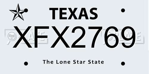 XFX2769 Texas License Plate