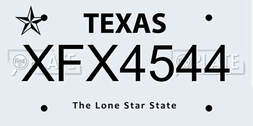 XFX4544 Texas License Plate