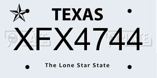 XFX4744 Texas License Plate