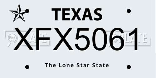 XFX5061 Texas License Plate