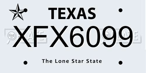 XFX6099 Texas License Plate
