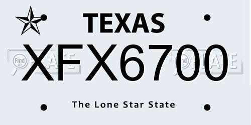 XFX6700 Texas License Plate