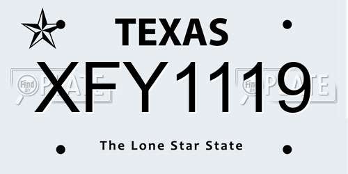 XFY1119 Texas License Plate
