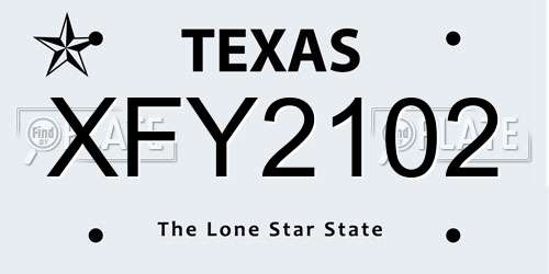 XFY2102 Texas License Plate