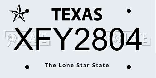 XFY2804 Texas License Plate
