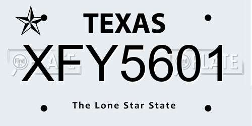 XFY5601 Texas License Plate