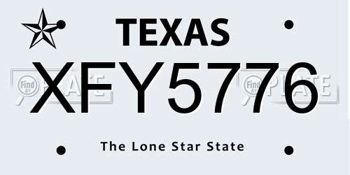 XFY5776 Texas License Plate