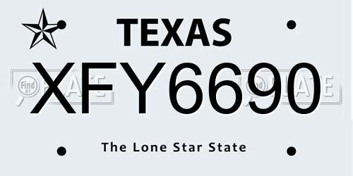 XFY6690 Texas License Plate