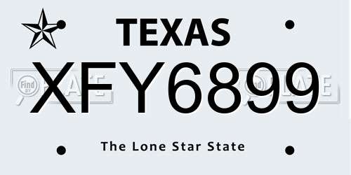XFY6899 Texas License Plate