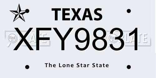 XFY9831 Texas License Plate