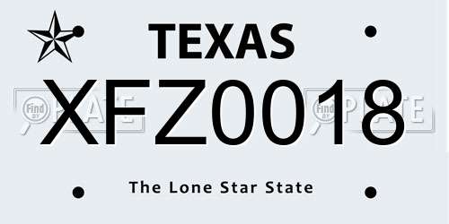 XFZ0018 Texas License Plate