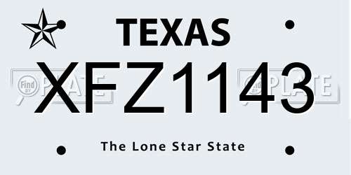 XFZ1143 Texas License Plate