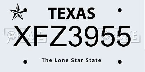 XFZ3955 Texas License Plate