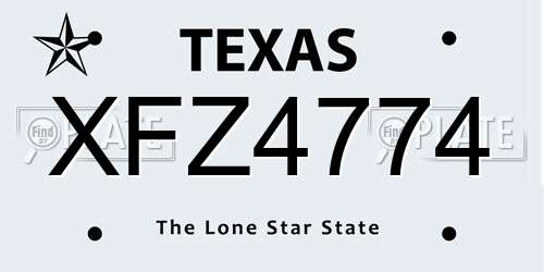 XFZ4774 Texas License Plate