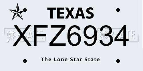 XFZ6934 Texas License Plate
